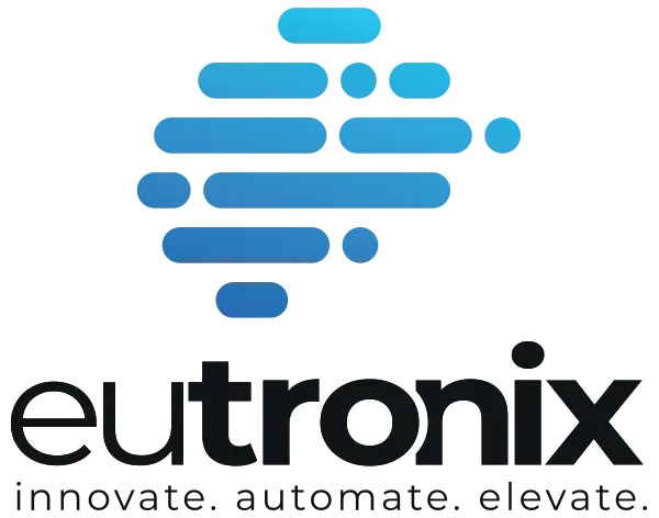 Logo eutronix avec slogan : Innovate. Automate. Elevate.