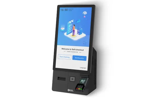 Borne libre-service pour l’enregistrement client et la prise de commande