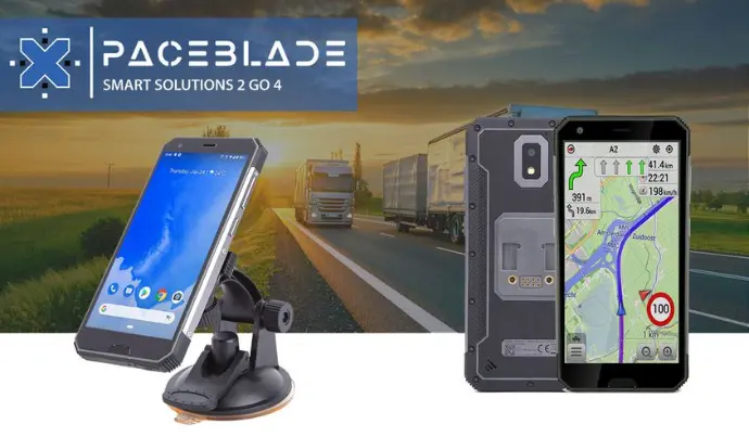 PaceBlade rugged Android devices mounted in logistics vehicles for real-time GPS tracking