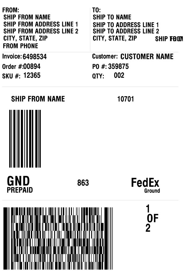 FedEx th label 102x171mm, w/out doc tap, 990 per roll (box of 2 rolls)