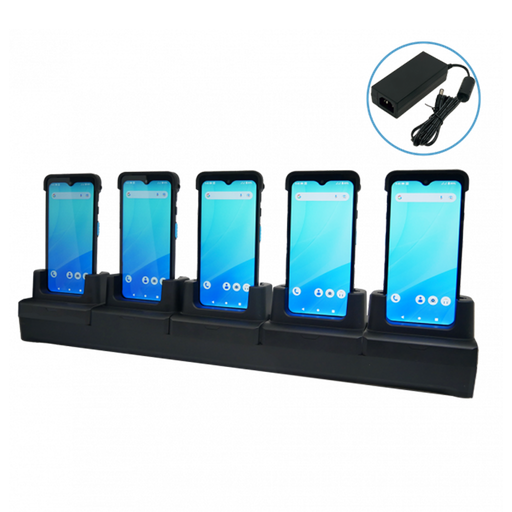 [5000-900132G] EA660 5-slot terminal charging cradle with power adapter. Compatible with the EA660 with and without bumper. *Not included but optional accessory: 3 Pins Power Cord EU or UK* (EU 1550-602333G / UK 1550-602689G)